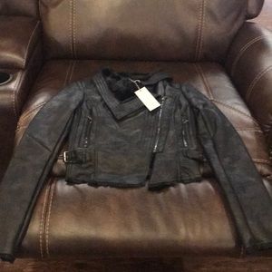 Jennifer Lopez faux fur leather jacket